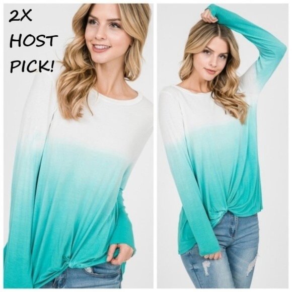 Tops - **2X HOST PICK**  Aqua Ombre Twist Knot Top
